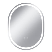 Vanityfus 28-in W 36-in H Oval Frameless Wall-Mounted Beveled Dimmable LED Lighted Fog Free Bathroom Vanity Mirror in silver
