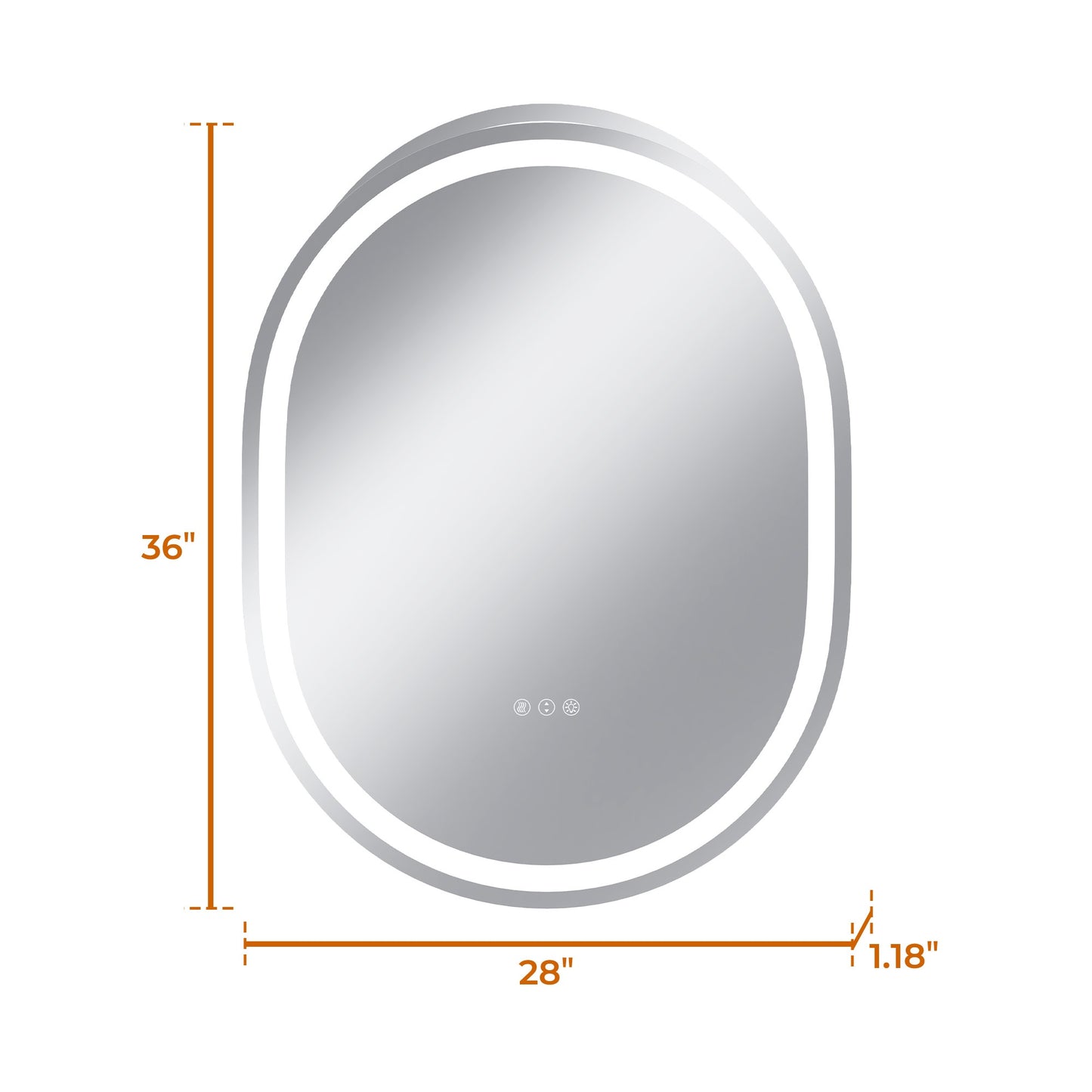 Vanityfus 28-in W 36-in H Oval Frameless Wall-Mounted Beveled Dimmable LED Lighted Fog Free Bathroom Vanity Mirror in silver