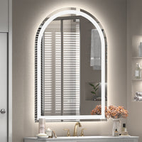 Vanityfus 20-in W 28-in H Arch Frameless Wall-Mounted Beveled Dimmable LED Lighted Fog Free Bathroom Vanity Mirror in sliver