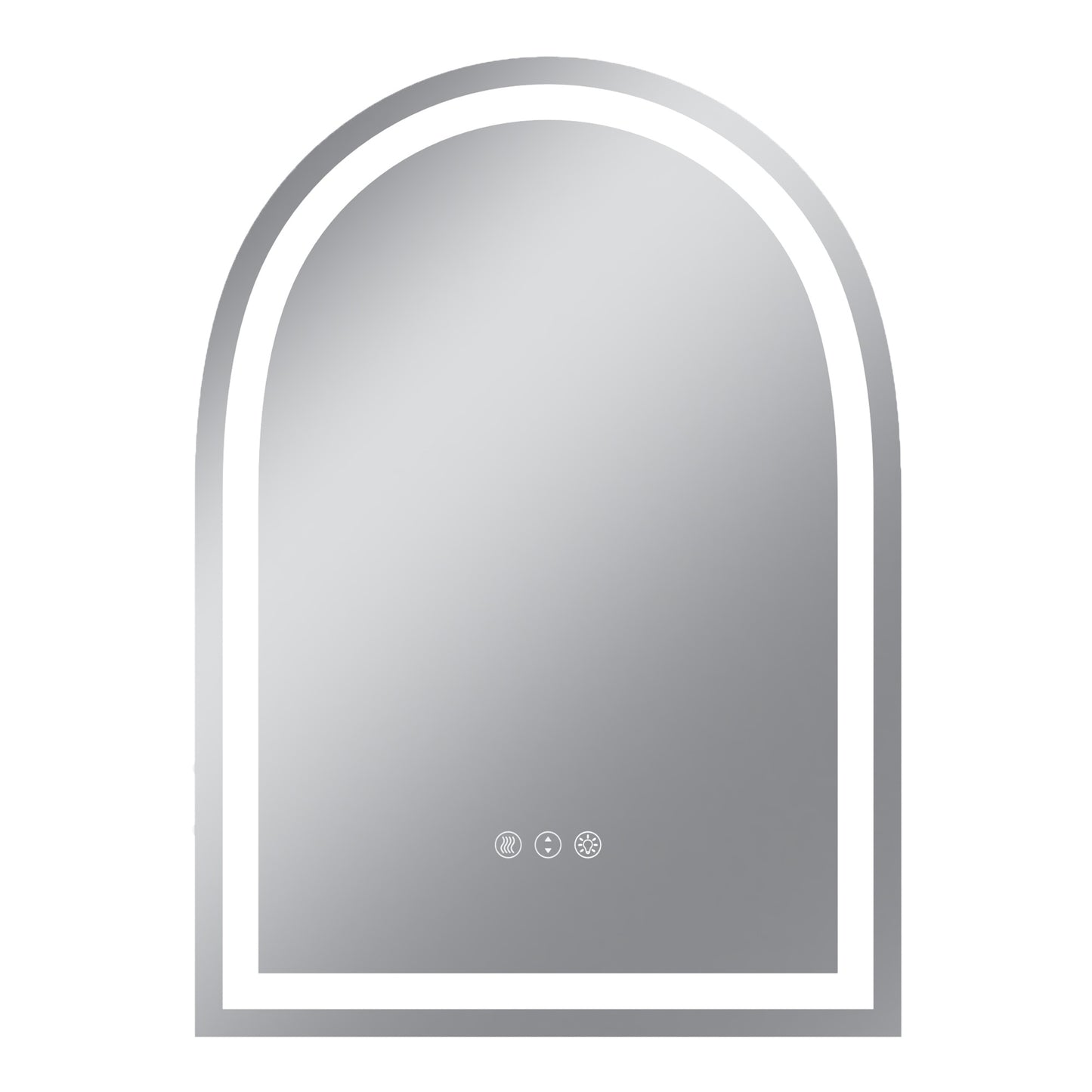 Vanityfus 20-in W 28-in H Arch Frameless Wall-Mounted Beveled Dimmable LED Lighted Fog Free Bathroom Vanity Mirror in sliver