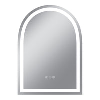 Vanityfus 20-in W 28-in H Arch Frameless Wall-Mounted Beveled Dimmable LED Lighted Fog Free Bathroom Vanity Mirror in sliver