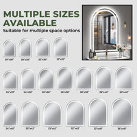 Vanityfus 20-in W 30-in H Arch Frameless Wall-Mounted Beveled Dimmable LED Lighted Fog Free Bathroom Vanity Mirror in silver