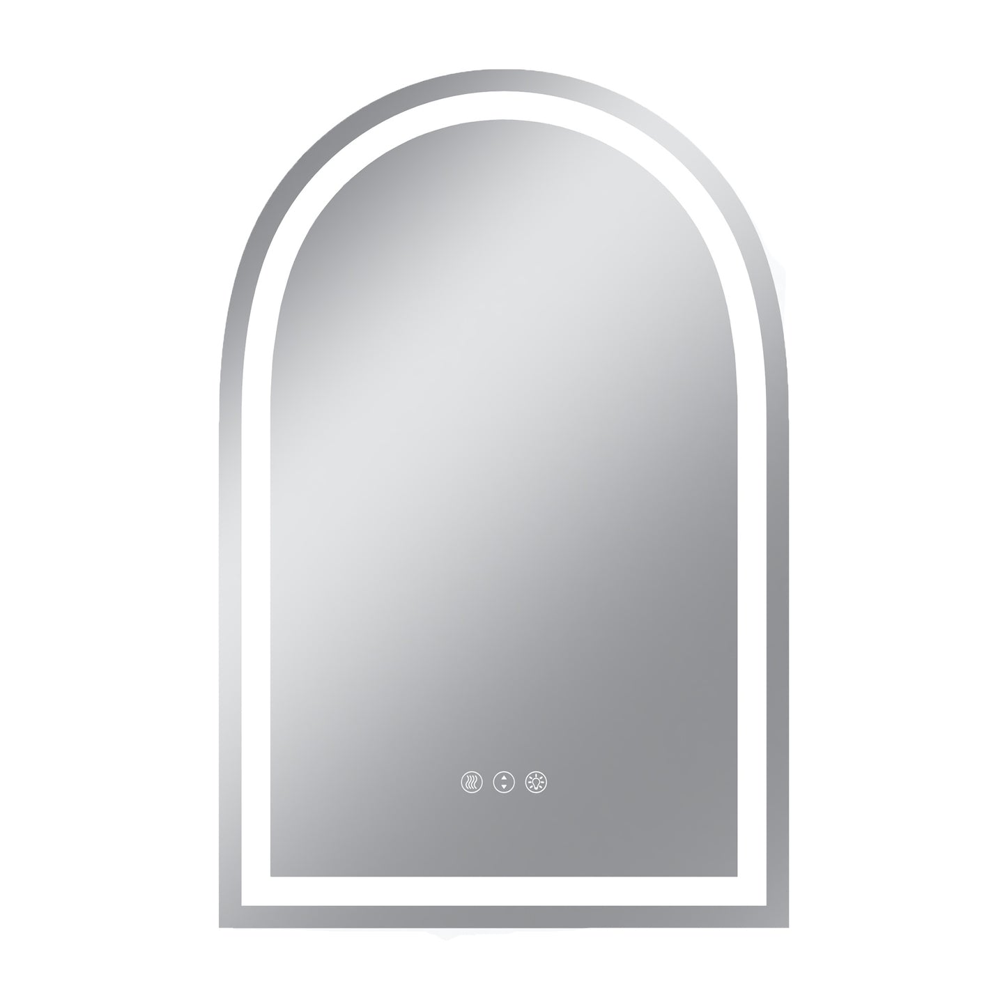 Vanityfus 20-in W 30-in H Arch Frameless Wall-Mounted Beveled Dimmable LED Lighted Fog Free Bathroom Vanity Mirror in silver