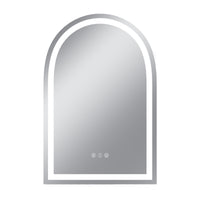 Vanityfus 20-in W 30-in H Arch Frameless Wall-Mounted Beveled Dimmable LED Lighted Fog Free Bathroom Vanity Mirror in silver