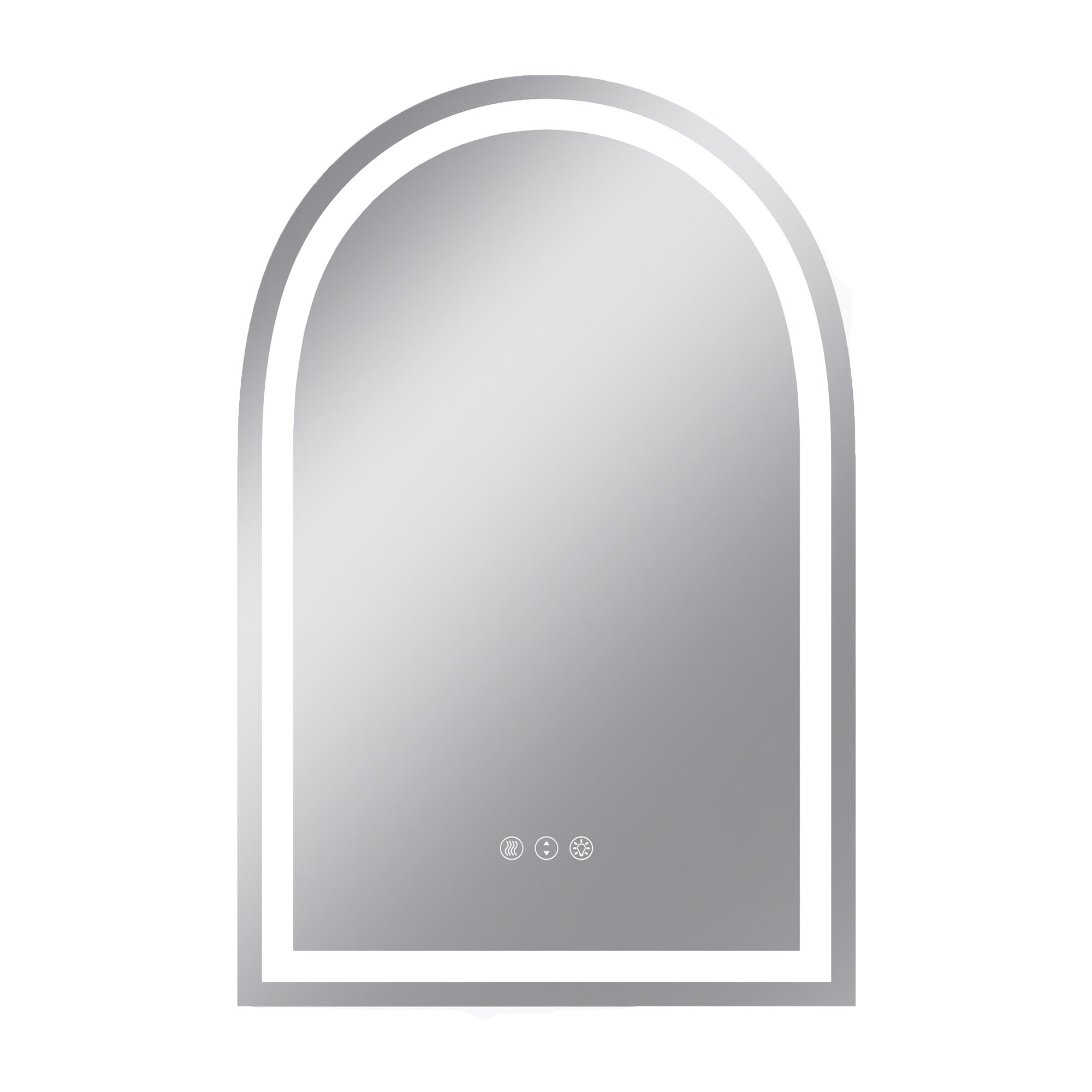 Vanityfus 20-in W 30-in H Arch Frameless Wall-Mounted Beveled Dimmable LED Lighted Fog Free Bathroom Vanity Mirror in silver