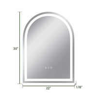 Vanityfus 22-in W 30-in H Arch Frameless Wall-Mounted Beveled Dimmable LED Lighted Fog Free Bathroom Vanity Mirror in silver