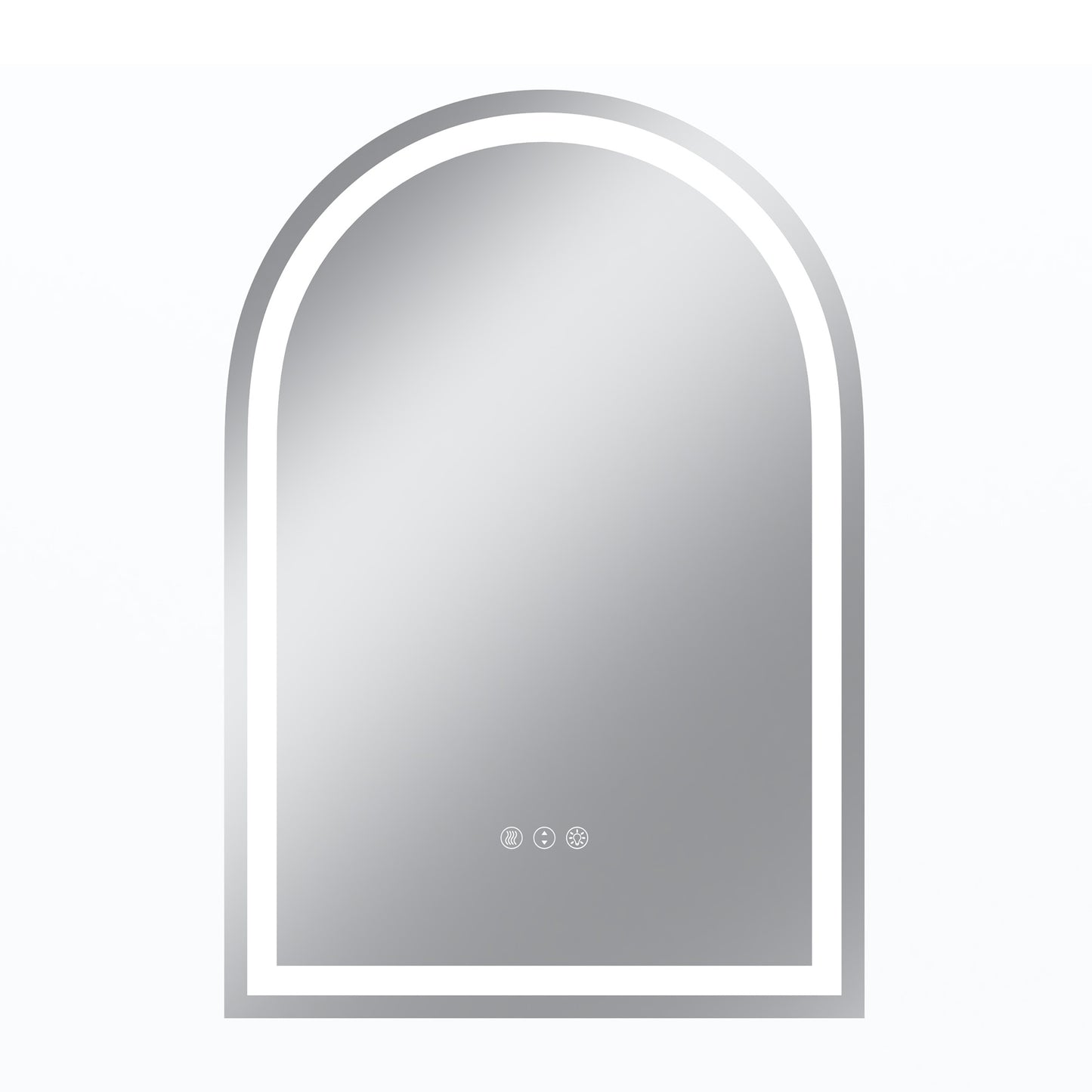 Vanityfus 22-in W 32-in H Arch Frameless Wall-Mounted Beveled Dimmable LED Lighted Fog Free Bathroom Vanity Mirror in silver