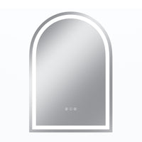 Vanityfus 22-in W 32-in H Arch Frameless Wall-Mounted Beveled Dimmable LED Lighted Fog Free Bathroom Vanity Mirror in silver