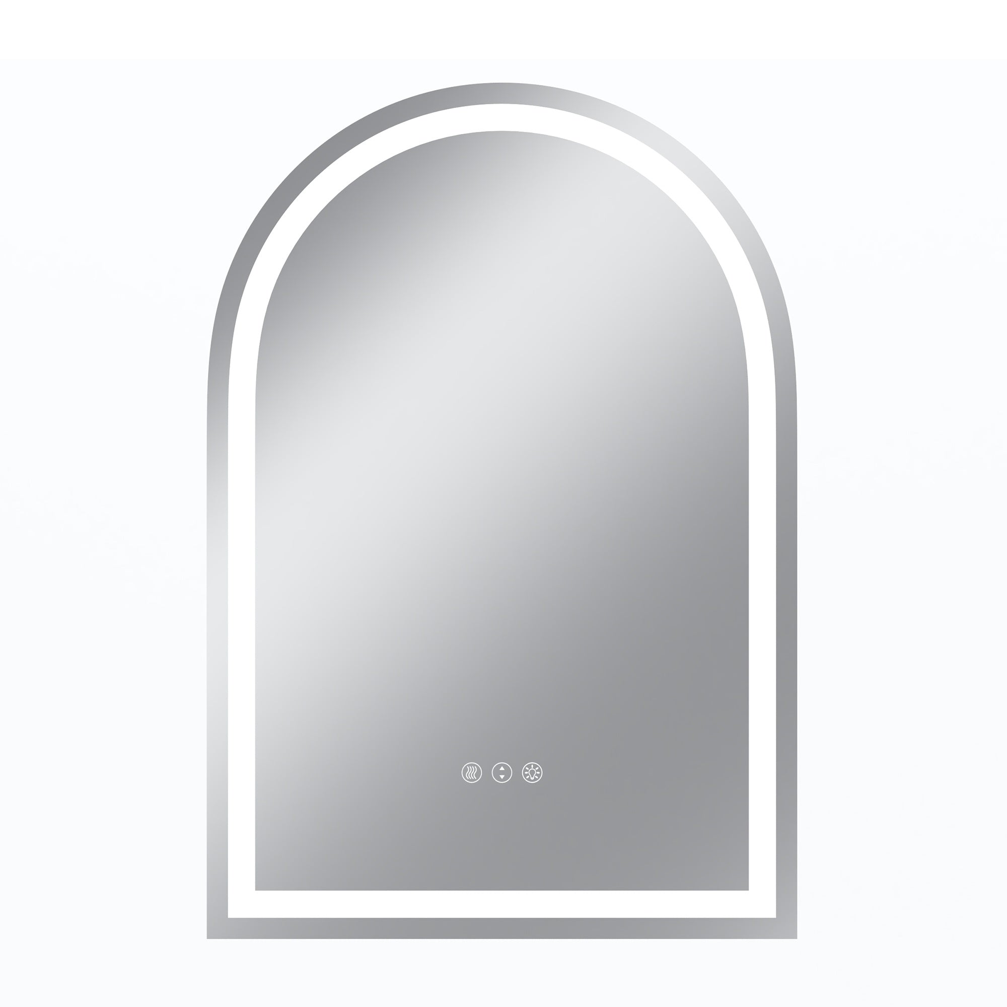 Vanityfus 22-in W 32-in H Arch Frameless Wall-Mounted Beveled Dimmable LED Lighted Fog Free Bathroom Vanity Mirror in silver