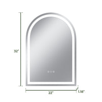 Vanityfus 22-in W 32-in H Arch Frameless Wall-Mounted Beveled Dimmable LED Lighted Fog Free Bathroom Vanity Mirror in silver