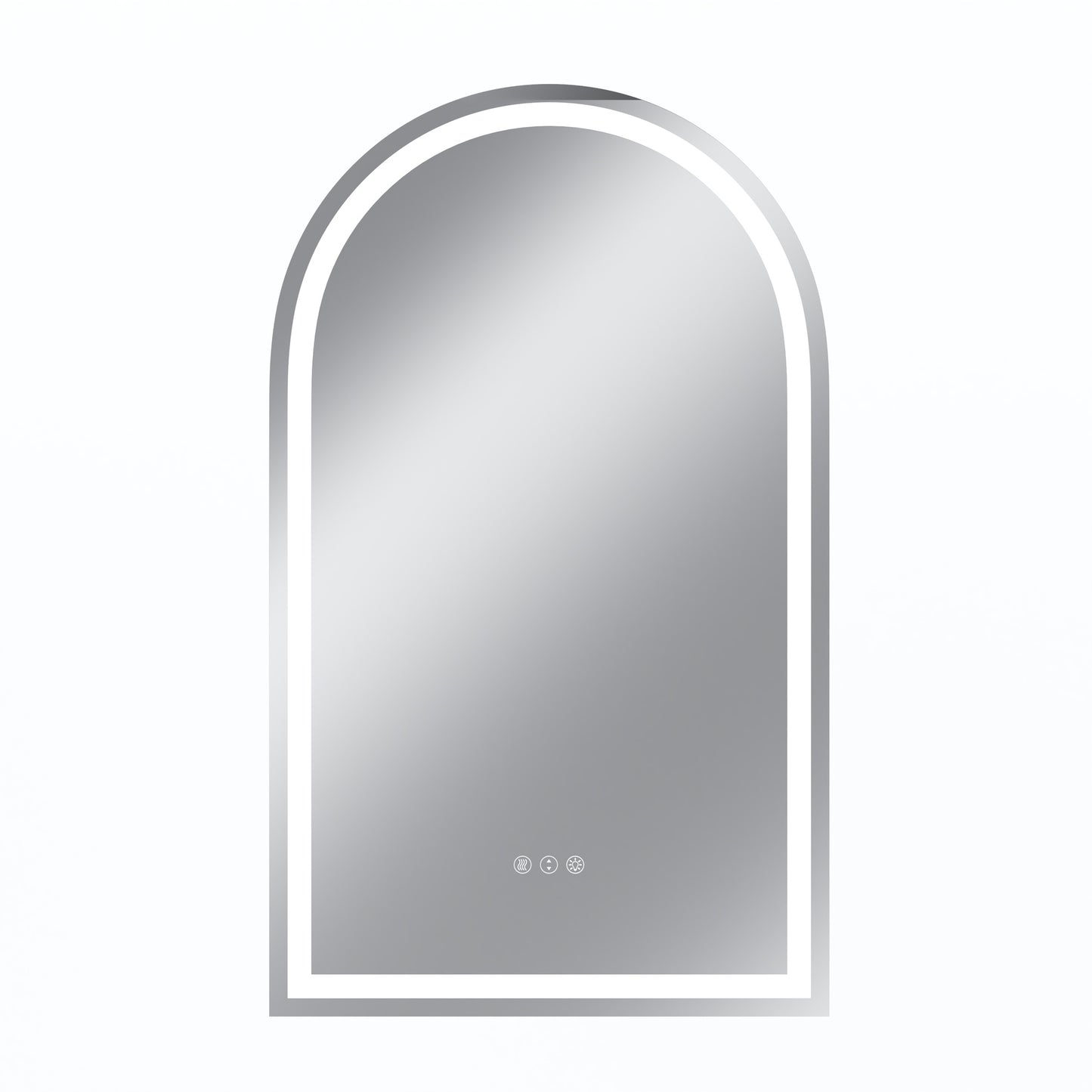 Vanityfus 24-in W 40-in H Arch Frameless Wall-Mounted Beveled Dimmable LED Lighted Fog Free Bathroom Vanity Mirror in silver