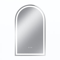 Vanityfus 24-in W 40-in H Arch Frameless Wall-Mounted Beveled Dimmable LED Lighted Fog Free Bathroom Vanity Mirror in silver