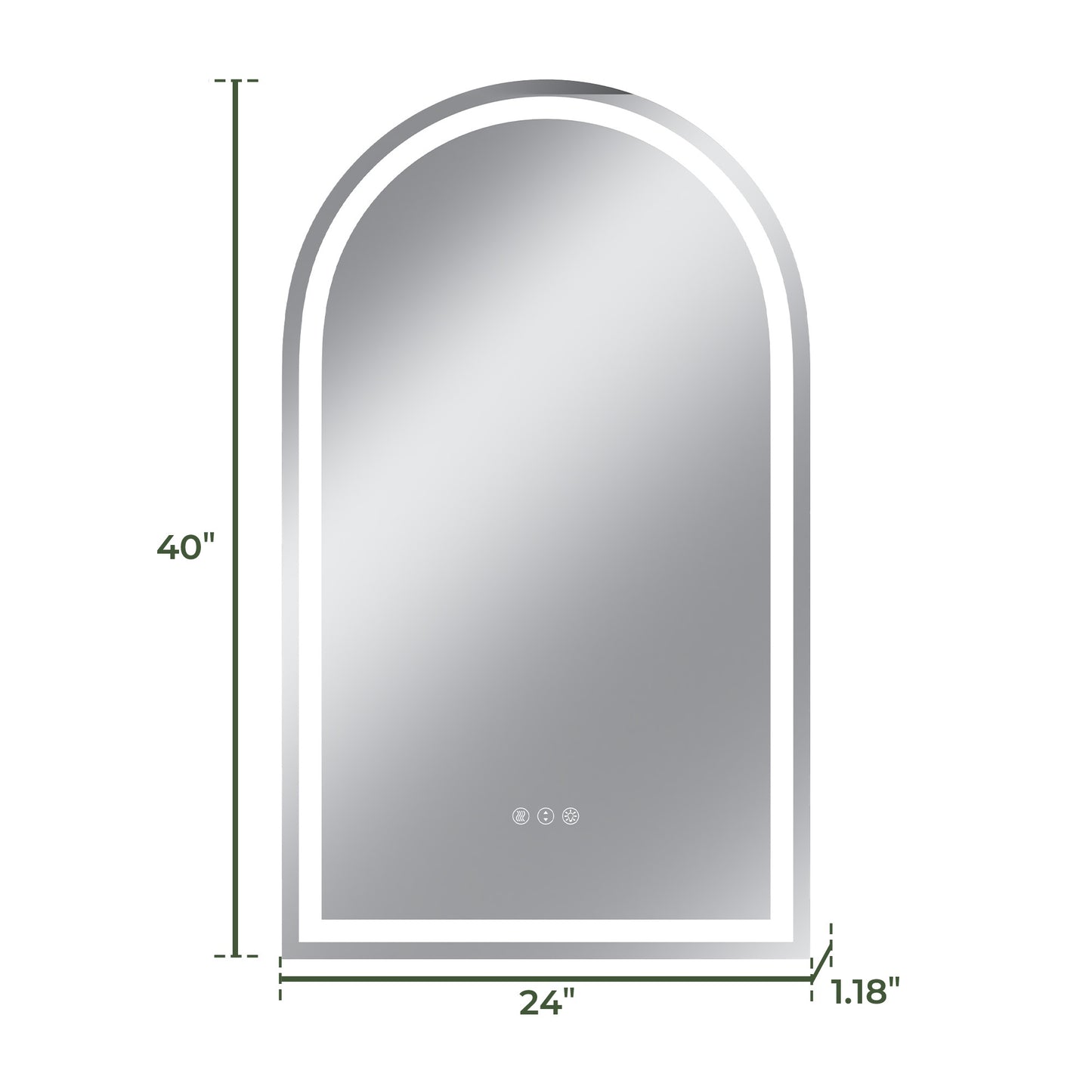 Vanityfus 24-in W 40-in H Arch Frameless Wall-Mounted Beveled Dimmable LED Lighted Fog Free Bathroom Vanity Mirror in silver