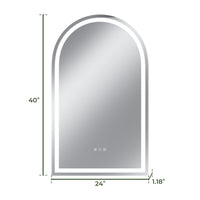 Vanityfus 24-in W 40-in H Arch Frameless Wall-Mounted Beveled Dimmable LED Lighted Fog Free Bathroom Vanity Mirror in silver