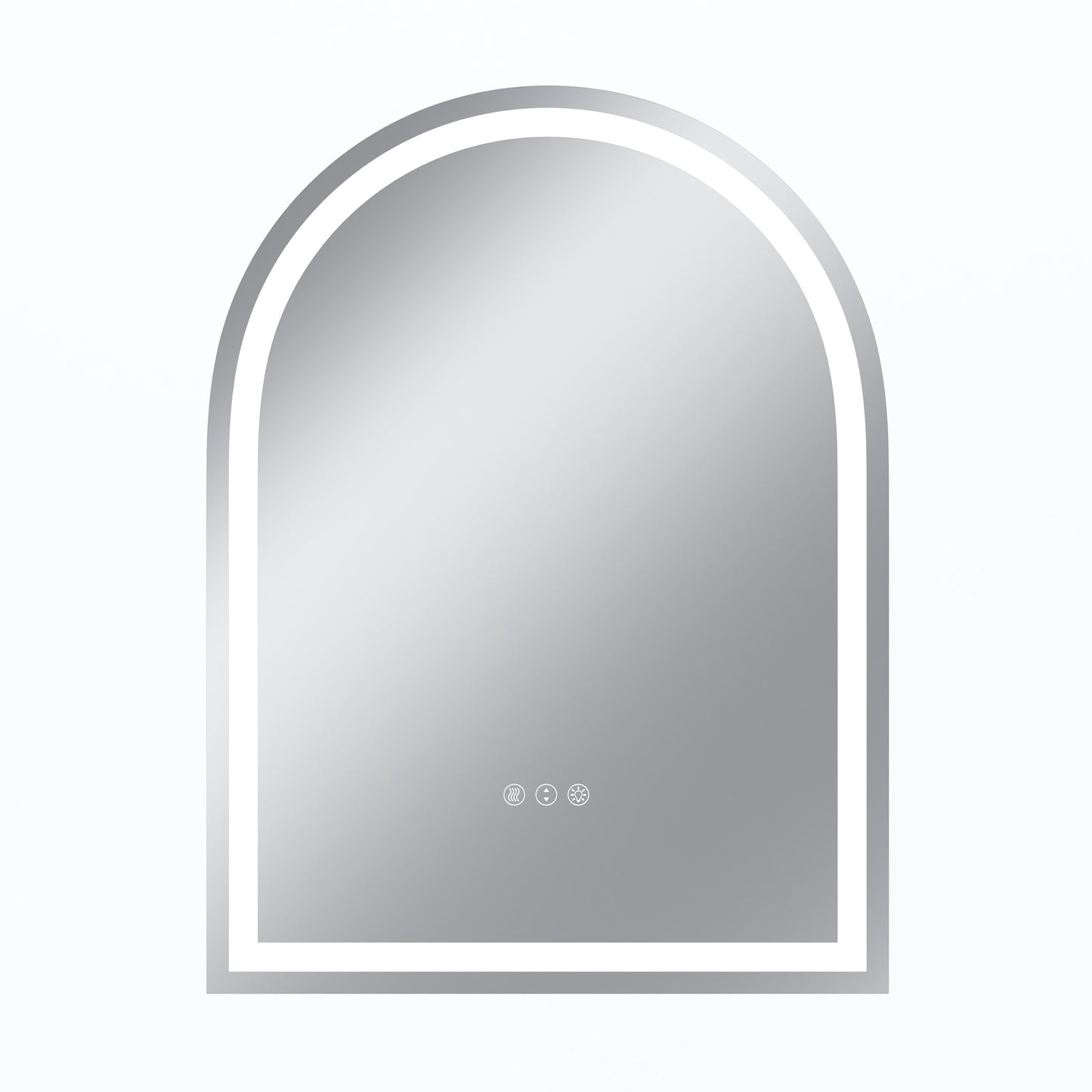 Vanityfus 24-in W 32-in H Arch Frameless Wall-Mounted Beveled Dimmable LED Lighted Fog Free Bathroom Vanity Mirror in silver