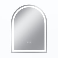 Vanityfus 24-in W 32-in H Arch Frameless Wall-Mounted Beveled Dimmable LED Lighted Fog Free Bathroom Vanity Mirror in silver