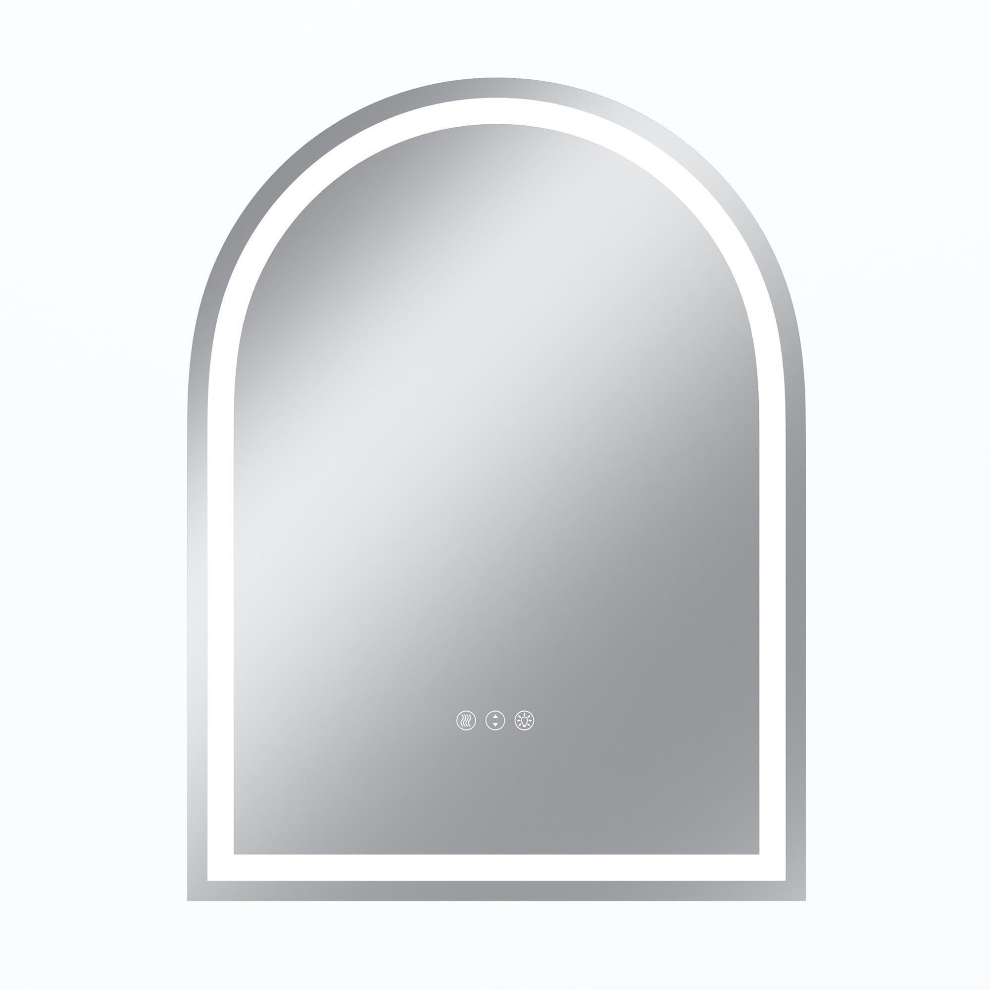 Vanityfus 24-in W 32-in H Arch Frameless Wall-Mounted Beveled Dimmable LED Lighted Fog Free Bathroom Vanity Mirror in silver