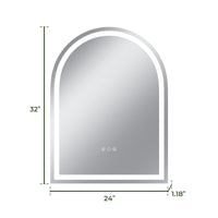 Vanityfus 24-in W 32-in H Arch Frameless Wall-Mounted Beveled Dimmable LED Lighted Fog Free Bathroom Vanity Mirror in silver