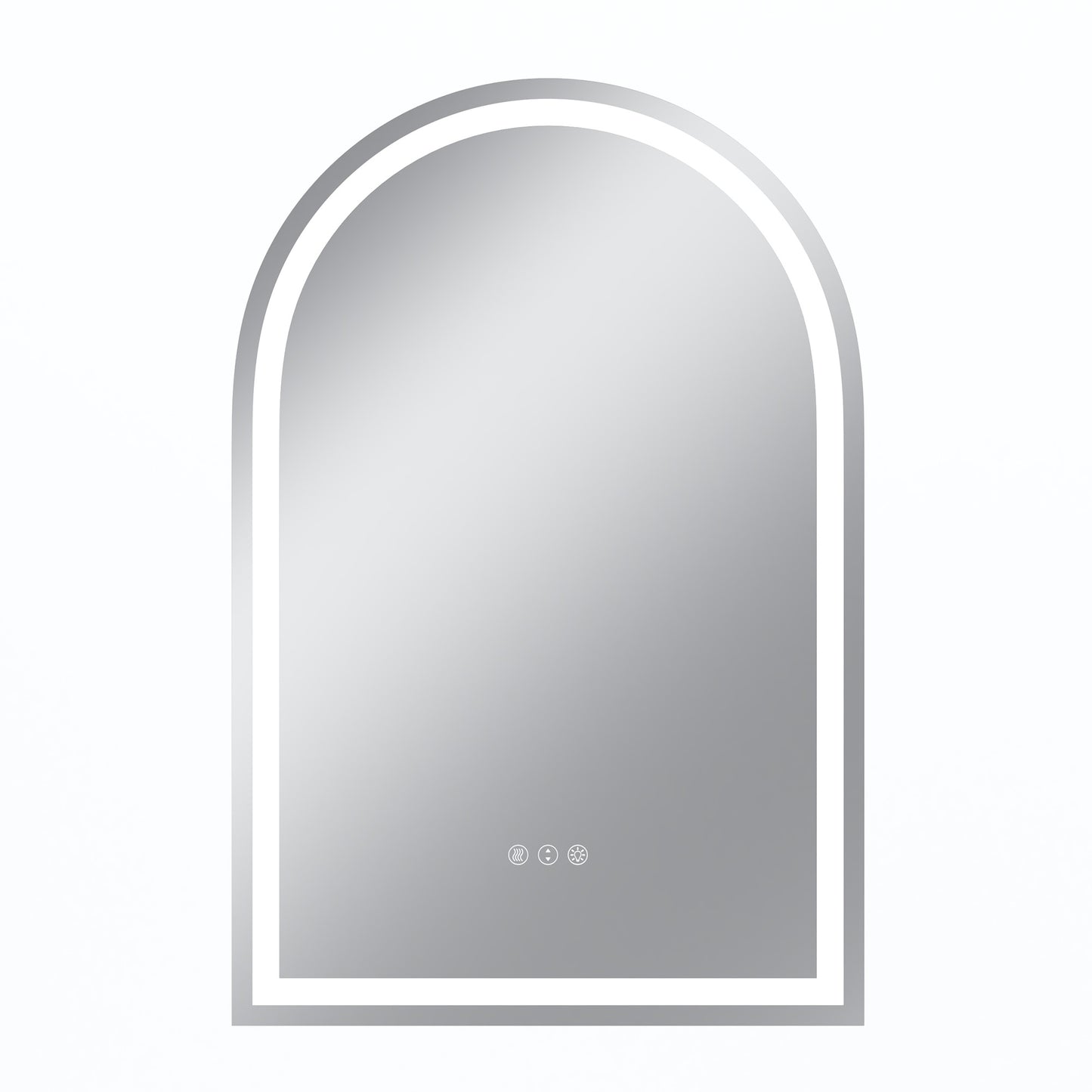 Vanityfus 24-in W 36-in H Arch Frameless Wall-Mounted Beveled Dimmable LED Lighted Fog Free Bathroom Vanity Mirror in silver