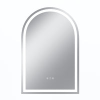 Vanityfus 24-in W 36-in H Arch Frameless Wall-Mounted Beveled Dimmable LED Lighted Fog Free Bathroom Vanity Mirror in silver