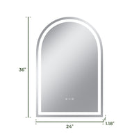 Vanityfus 24-in W 36-in H Arch Frameless Wall-Mounted Beveled Dimmable LED Lighted Fog Free Bathroom Vanity Mirror in silver