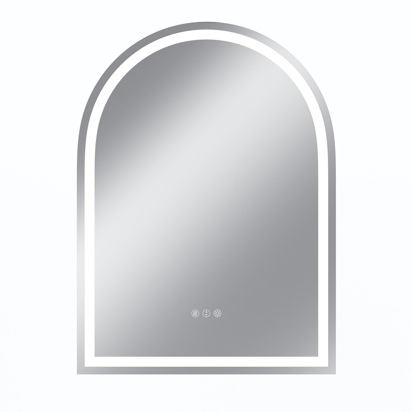 Vanityfus 26-in W 36-in H Arch Frameless Wall-Mounted Beveled Dimmable LED Lighted Fog Free Bathroom Vanity Mirror in silver