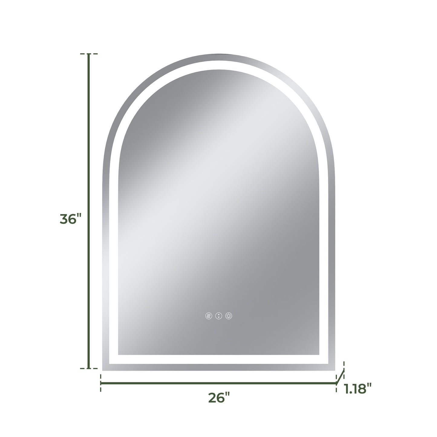 Vanityfus 26-in W 36-in H Arch Frameless Wall-Mounted Beveled Dimmable LED Lighted Fog Free Bathroom Vanity Mirror in silver