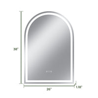 Vanityfus 26-in W 38-in H Arch Frameless Wall-Mounted Beveled Dimmable LED Lighted Fog Free Bathroom Vanity Mirror in silver