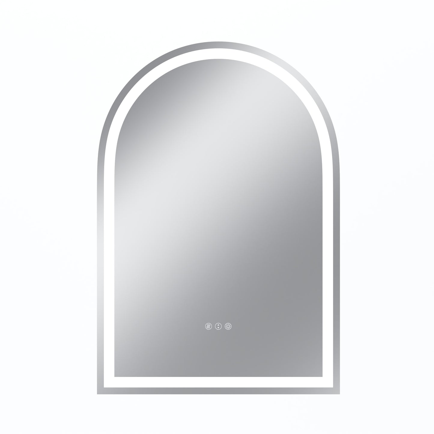 Vanityfus 28-in W 40-in H Arch Frameless Wall-Mounted Beveled Dimmable LED Lighted Fog Free Bathroom Vanity Mirror in silver