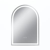 Vanityfus 28-in W 40-in H Arch Frameless Wall-Mounted Beveled Dimmable LED Lighted Fog Free Bathroom Vanity Mirror in silver