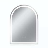 Vanityfus 28-in W 38-in H Arch Frameless Wall-Mounted Beveled Dimmable LED Lighted Fog Free Bathroom Vanity Mirror in silver