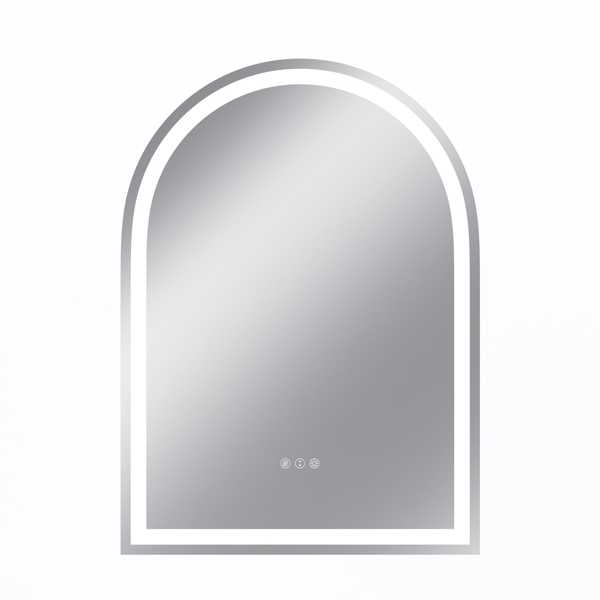 Vanityfus 28-in W 38-in H Arch Frameless Wall-Mounted Beveled Dimmable LED Lighted Fog Free Bathroom Vanity Mirror in silver