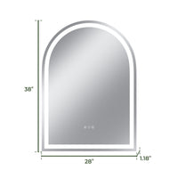 Vanityfus 28-in W 38-in H Arch Frameless Wall-Mounted Beveled Dimmable LED Lighted Fog Free Bathroom Vanity Mirror in silver