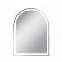 Vanityfus 30-in W 40-in H Arch Frameless Wall-Mounted Beveled Dimmable LED Lighted Fog Free Bathroom Vanity Mirror in silver