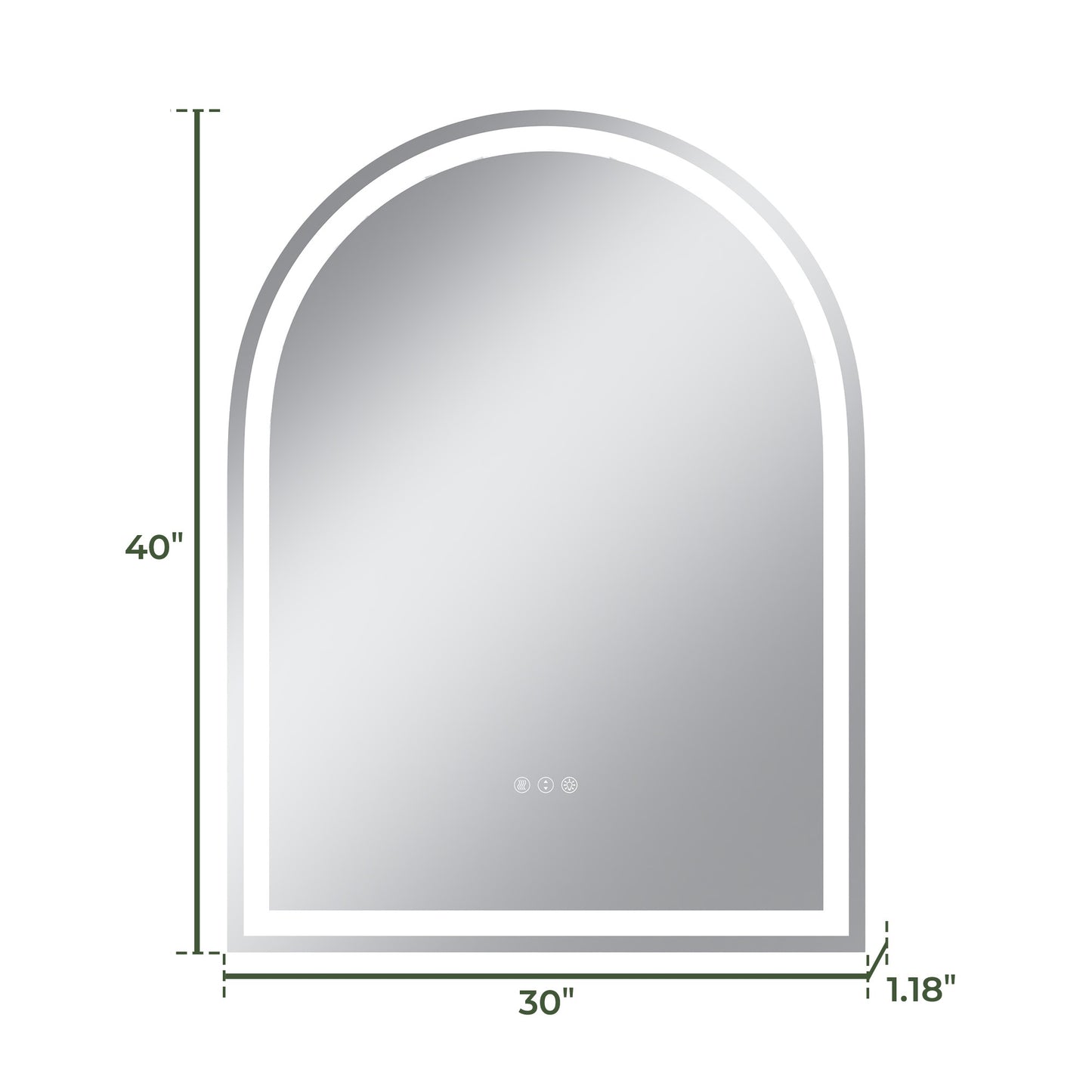 Vanityfus 30-in W 40-in H Arch Frameless Wall-Mounted Beveled Dimmable LED Lighted Fog Free Bathroom Vanity Mirror in silver
