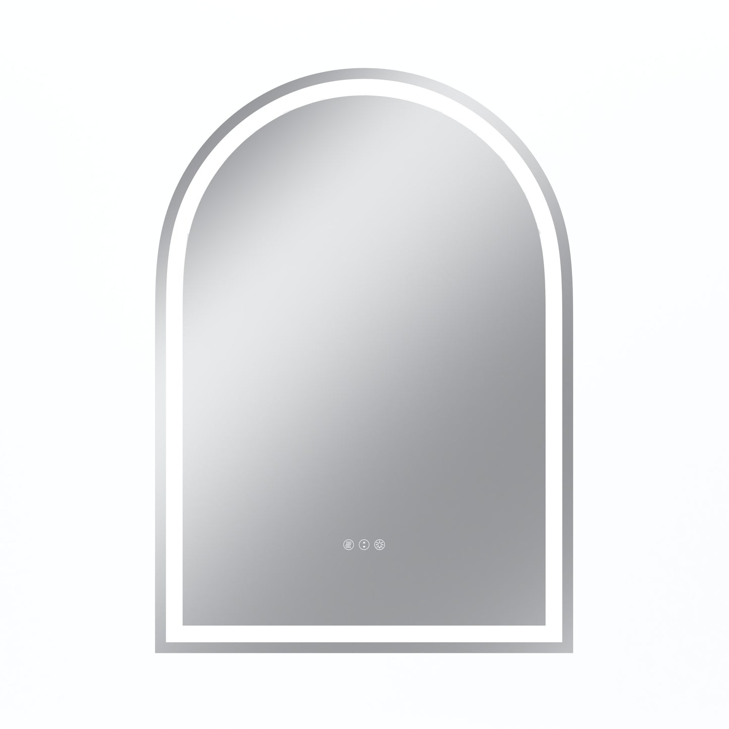 Vanityfus 30-in W 42-in H Arch Frameless Wall-Mounted Beveled Dimmable LED Lighted Fog Free Bathroom Vanity Mirror in silver