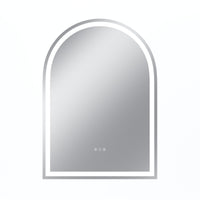 Vanityfus 30-in W 42-in H Arch Frameless Wall-Mounted Beveled Dimmable LED Lighted Fog Free Bathroom Vanity Mirror in silver