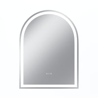 Vanityfus 32-in W 42-in H Arch Frameless Wall-Mounted Beveled Dimmable LED Lighted Fog Free Bathroom Vanity Mirror in silver