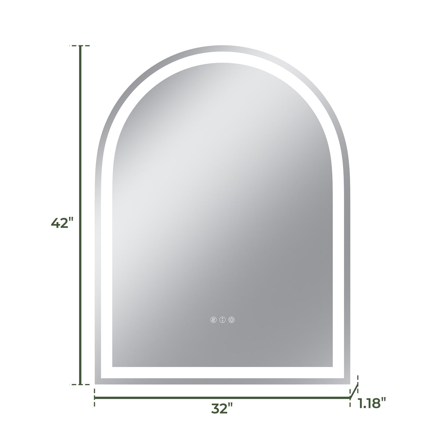 Vanityfus 32-in W 42-in H Arch Frameless Wall-Mounted Beveled Dimmable LED Lighted Fog Free Bathroom Vanity Mirror in silver