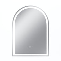 Vanityfus 32-in W 43-in H Arch Frameless Wall-Mounted Beveled Dimmable LED Lighted Fog Free Bathroom Vanity Mirror in silver