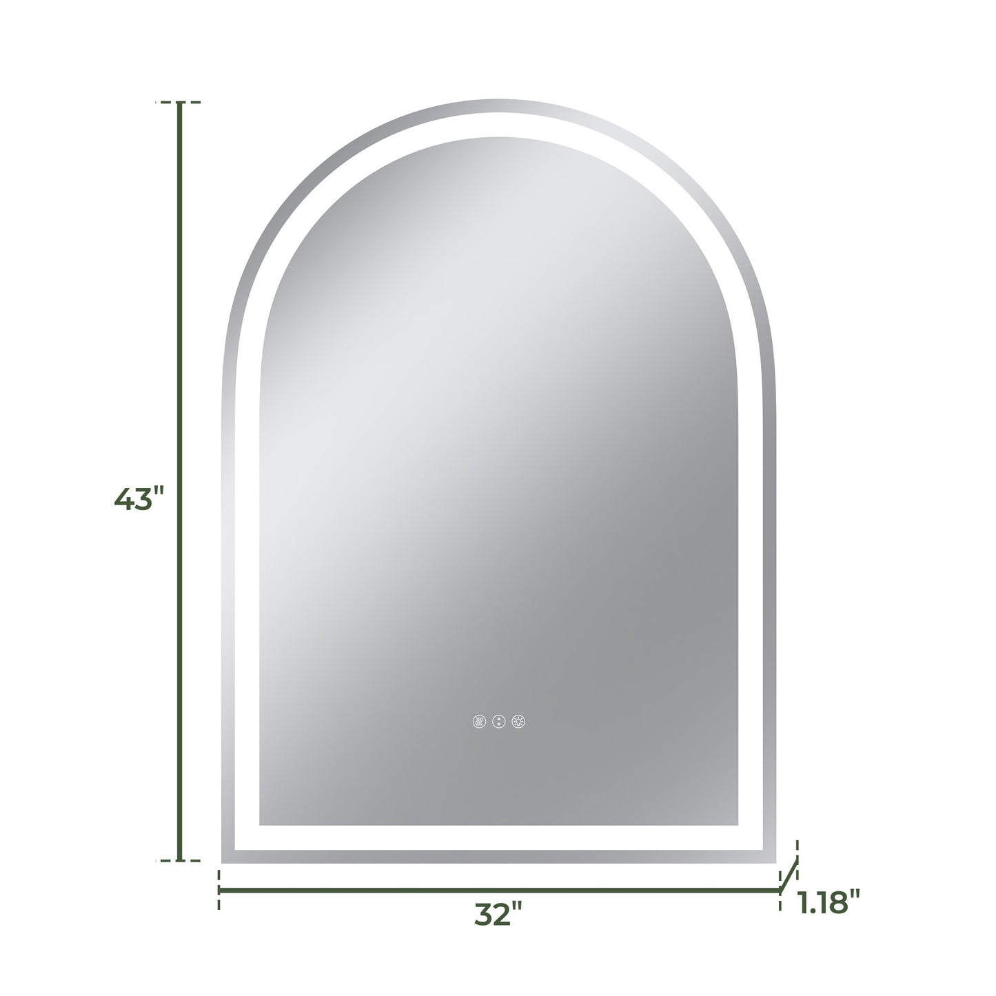 Vanityfus 32-in W 43-in H Arch Frameless Wall-Mounted Beveled Dimmable LED Lighted Fog Free Bathroom Vanity Mirror in silver