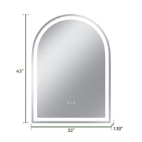 Vanityfus 32-in W 43-in H Arch Frameless Wall-Mounted Beveled Dimmable LED Lighted Fog Free Bathroom Vanity Mirror in silver