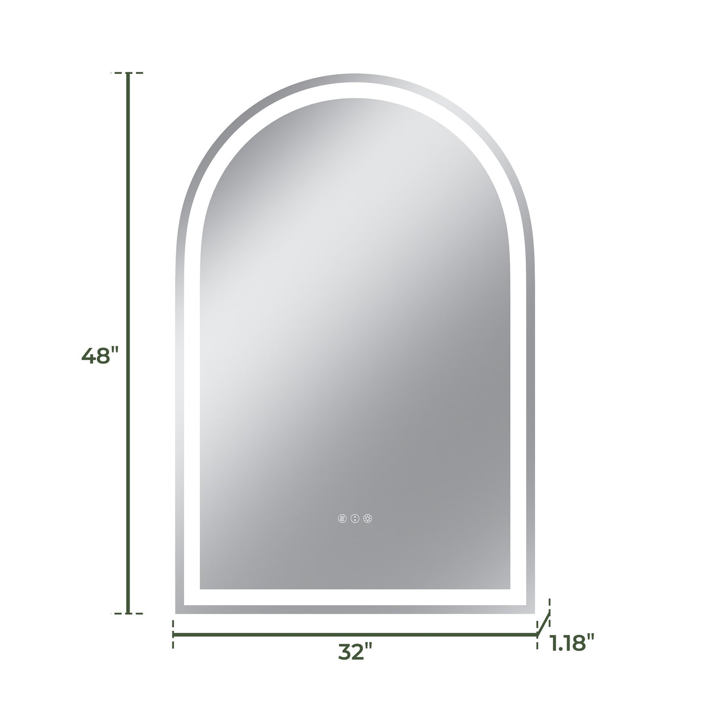 Vanityfus 32-in W 48-in H Arch Frameless Wall-Mounted Beveled Dimmable LED Lighted Fog Free Bathroom Vanity Mirror in silver