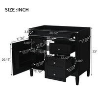 VanityFus 35.74-in Black Bathroom Vanity Single Sink Combo Undermount 1 Soft Close Door 3 Drawers Adjustable Shelves