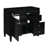 VanityFus 35.74-in Black Bathroom Vanity Single Sink Combo Undermount 1 Soft Close Door 3 Drawers Adjustable Shelves