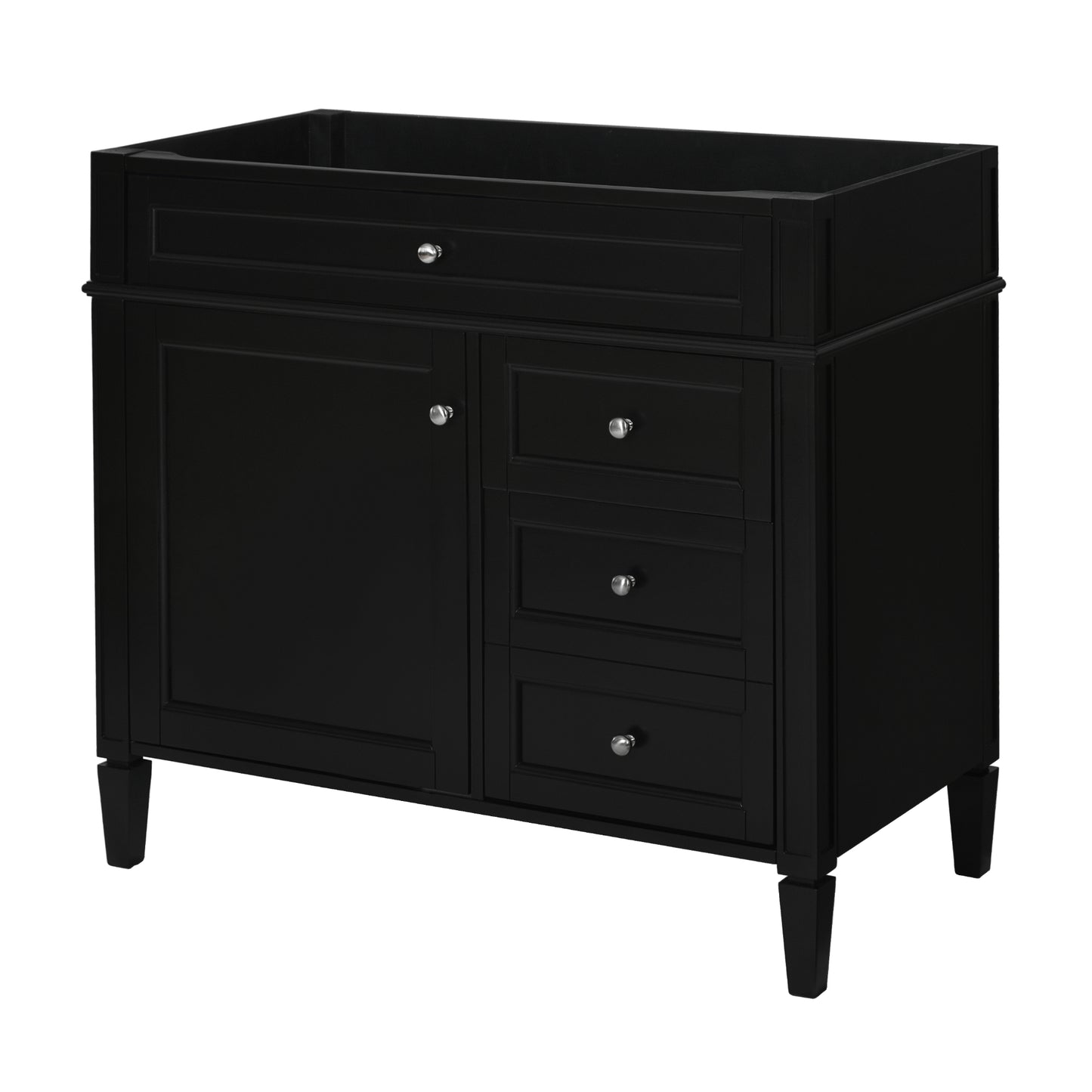 VanityFus 35.74-in Black Bathroom Vanity Single Sink Combo Undermount 1 Soft Close Door 3 Drawers Adjustable Shelves