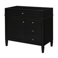 VanityFus 35.74-in Black Bathroom Vanity Single Sink Combo Undermount 1 Soft Close Door 3 Drawers Adjustable Shelves