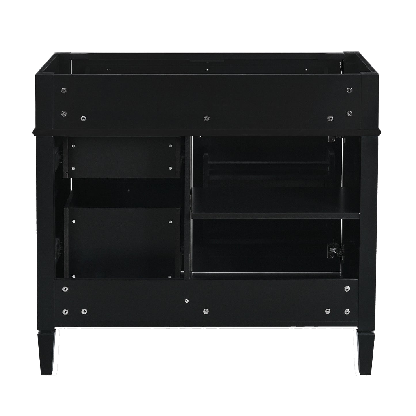 VanityFus 35.74-in Black Bathroom Vanity Single Sink Combo Undermount 1 Soft Close Door 3 Drawers Adjustable Shelves