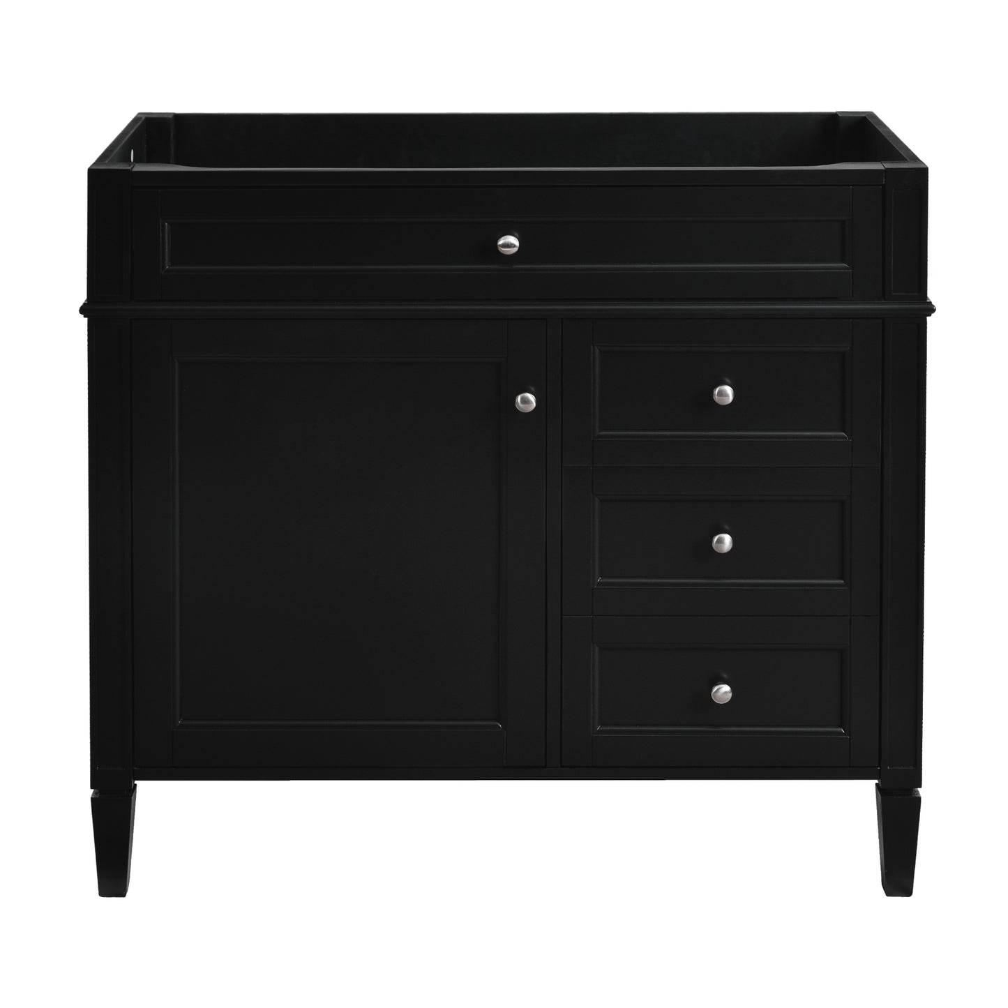 VanityFus 35.74-in Black Bathroom Vanity Single Sink Combo Undermount 1 Soft Close Door 3 Drawers Adjustable Shelves