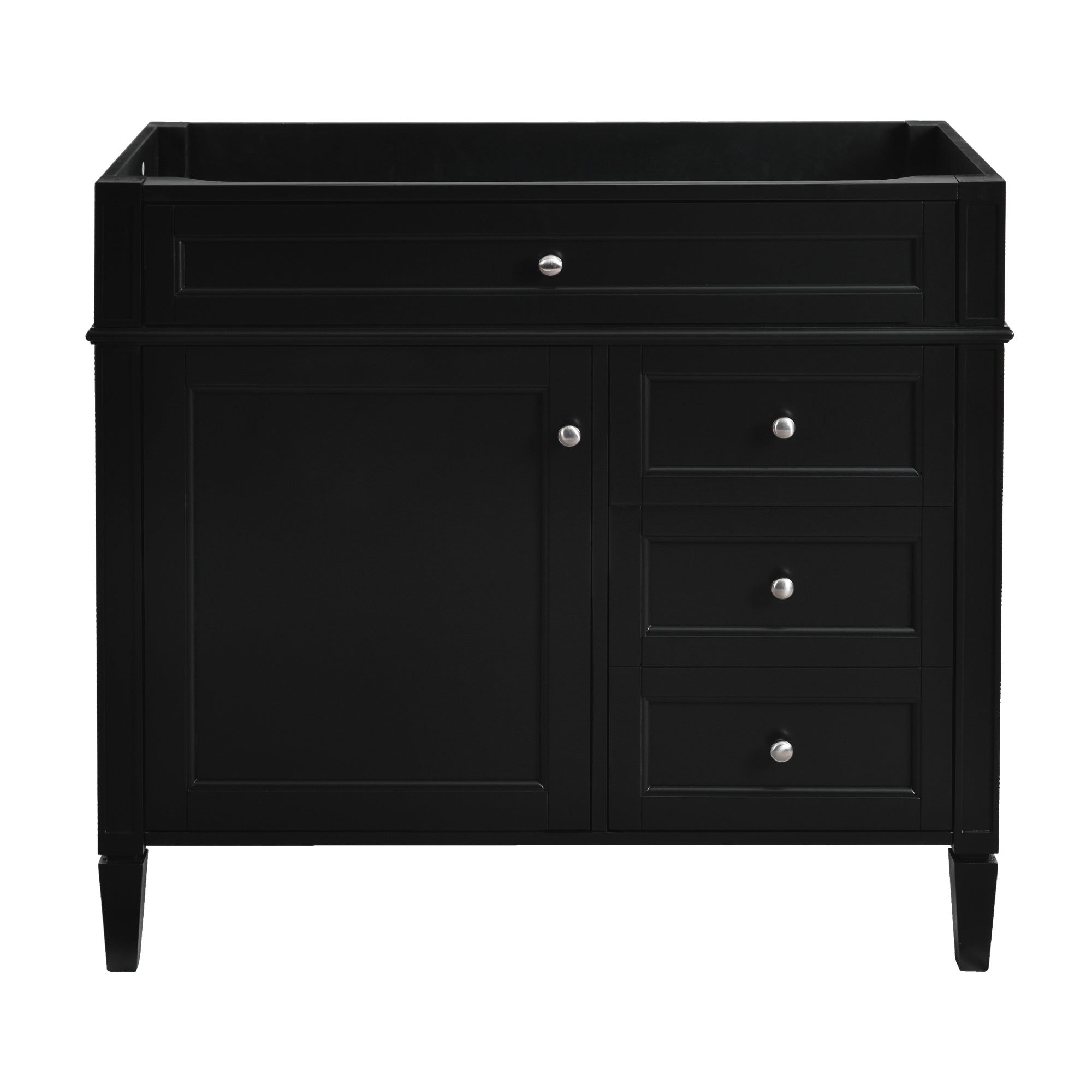 VanityFus 35.74-in Black Bathroom Vanity Single Sink Combo Undermount 1 Soft Close Door 3 Drawers Adjustable Shelves